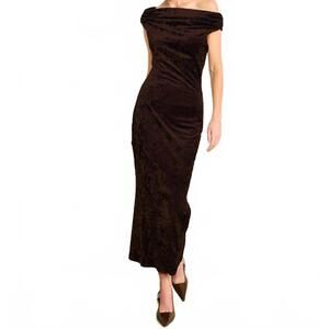 NEW LINE AND DOT brylie velvet maxi dress in dark brown